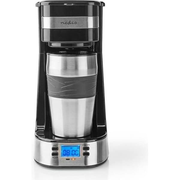 Kaffebryggare - NEDIS - 1 kopp - Håll varm-funktion - Silver / svart