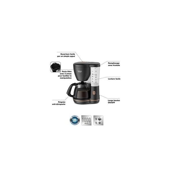 TEFAL Includeo filterkaffebryggare - 15 koppar - Automatisk avstängning - Svart