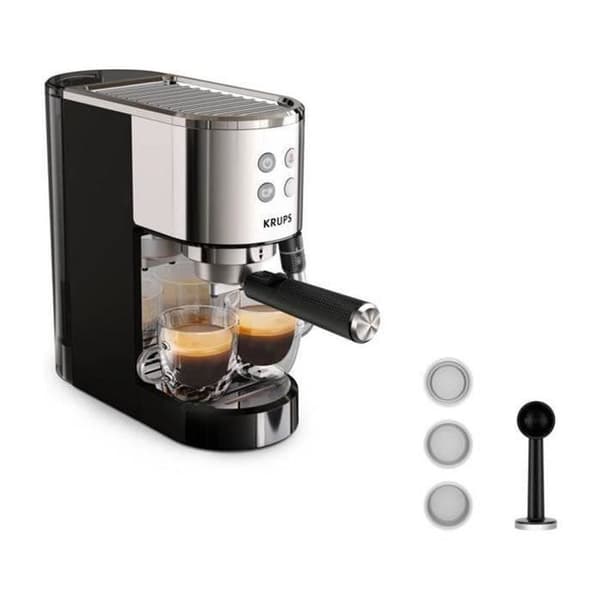 Espressokaffebryggare - KRUPS - XP444C10 - Inox - 2 koppar - Automatisk avstängning