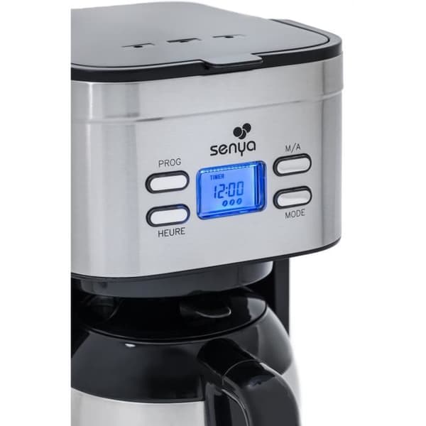 SENYA 1,2L programmerbar elektrisk kaffebryggare - Isolerad kanna i rostfritt stål - Aromaväljare