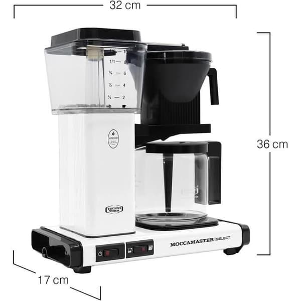 Filterkaffebryggare - Moccamaster - KBG Select - 1.25 L - Matt Vit - Automatisk Stopp