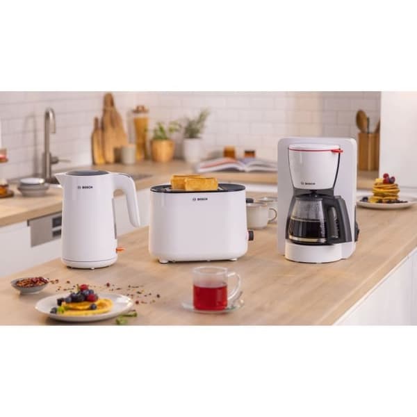Filterkaffebryggare - BOSCH - TKA2M111 MyMoment - Vit - Kapacitet 1,25L - glaskanna - anti-droppsystem
