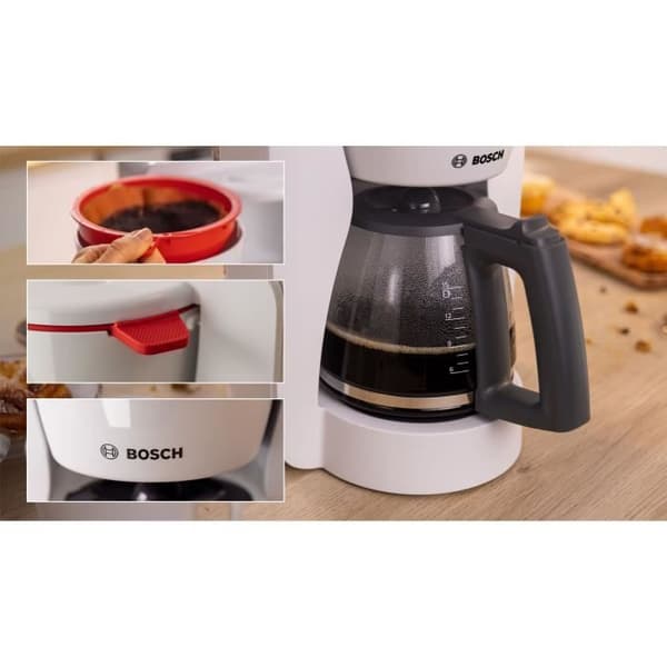 Filterkaffebryggare - BOSCH - TKA2M111 MyMoment - Vit - Kapacitet 1,25L - glaskanna - anti-droppsystem