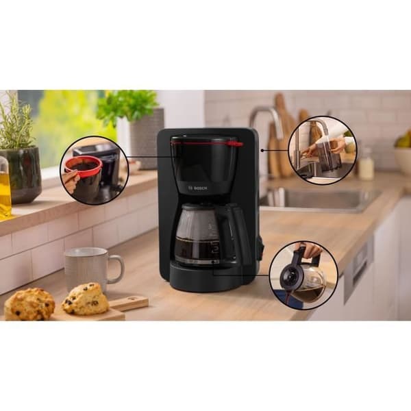 Filterkaffebryggare - BOSCH - TKA2M113 MyMoment - Svart - Kapacitet 1,25L - glaskanna - anti-droppsystem