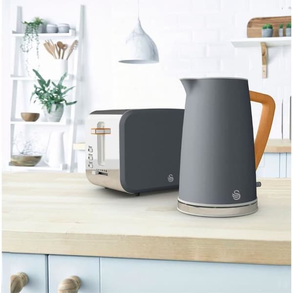 Frukostset Sladdlös vattenkokare 1,7 L brödrost 2 Nordic Grey SWAN STP2090GRYNEU Grå 44362