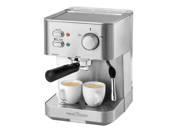 ProfiCook PC-ES 1109 - Kaffemaskin med melkeskummer - 15 bar - rustfritt stål
