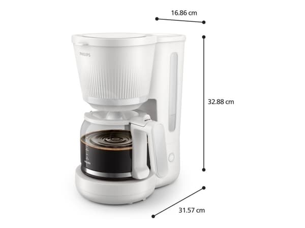 Philips kaffetrakter 3000 Series, Kaffebrygger (drypp), 1,38 l, Malt kaffe, 1080 W, Hvit