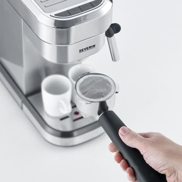 SEVERIN Espresa Expresso kaffebryggare - 1350W - 15 bars - 1,1L - snabb uppvärmning - borstat/svart rostfritt stål