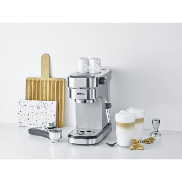SEVERIN Espresa Expresso kaffebryggare - 1350W - 15 bars - 1,1L - snabb uppvärmning - borstat/svart rostfritt stål