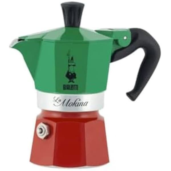 Tryckkaffebryggare - BIALETTI - La Mokina Italia Tricolore - Röd - Kompatibel med malet kaffe - Trefärgad design