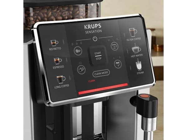 Krups Sensation EA910A, Espressomaskin, 1,7 l, Kaffe bønner, Innebygd kaffekvern, 1450 W, Sort, Kromfarget