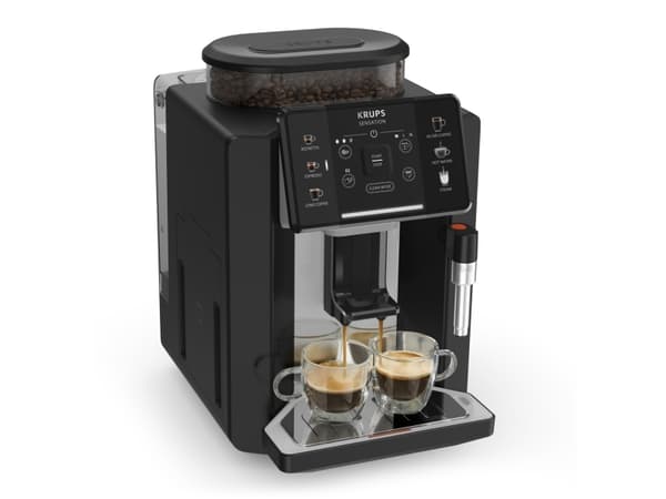 Krups Sensation EA910A, Espressomaskin, 1,7 l, Kaffe bønner, Innebygd kaffekvern, 1450 W, Sort, Kromfarget
