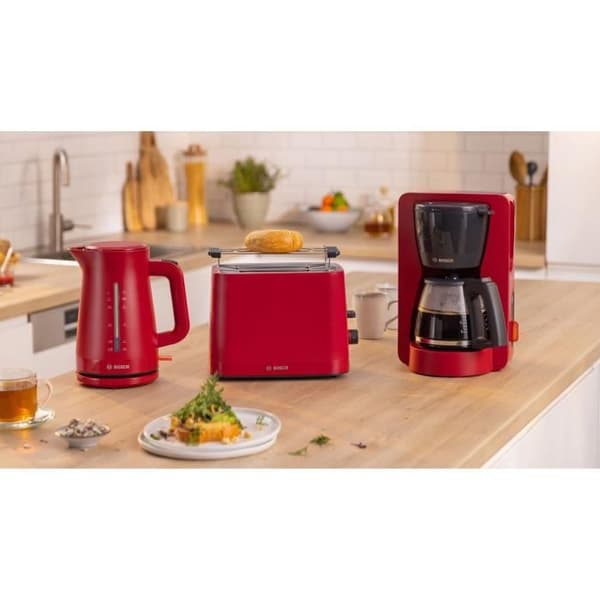 Filterkaffebryggare - BOSCH - TKA3M134 MyMoment - Röd - glaskanna - Aroma Plus-funktion - hålls varm i upp till 60 min
