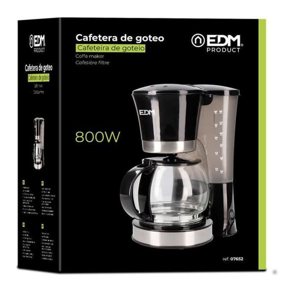 Elektrisk Kaffebryggare - EDM - 12 koppar - 800W - Programmerbar - Svart