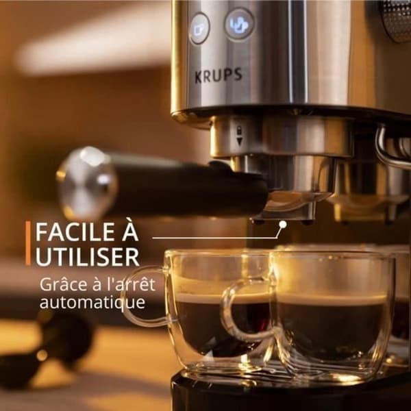 Espressokaffebryggare - KRUPS - XP444C10 - Inox - 2 koppar - Automatisk avstängning