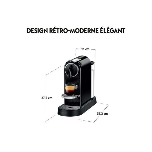 Kaffemaskin - De'Longhi - Nespresso CitiZ EN 167.B - 19 bar - Svart - Kompatible kapsler