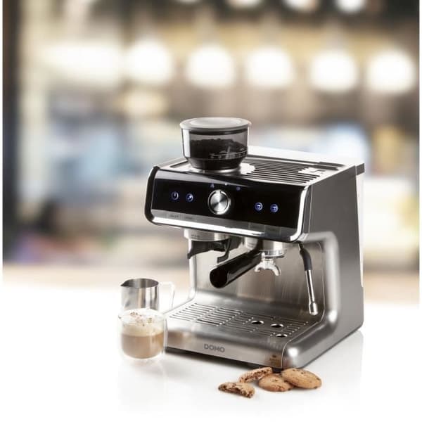 Semiprofessionell espressomaskin med kvarn - DOMO - DO720K - 1500 W - 15 bar - 1 eller 2 koppar - 30 inställningar