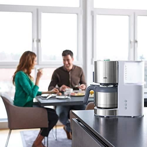Braun KF 5105 WH - Filterkaffemaskin IDCollection med AromaSelect och 10 koppar termos 1000 W Vit/stainless steel