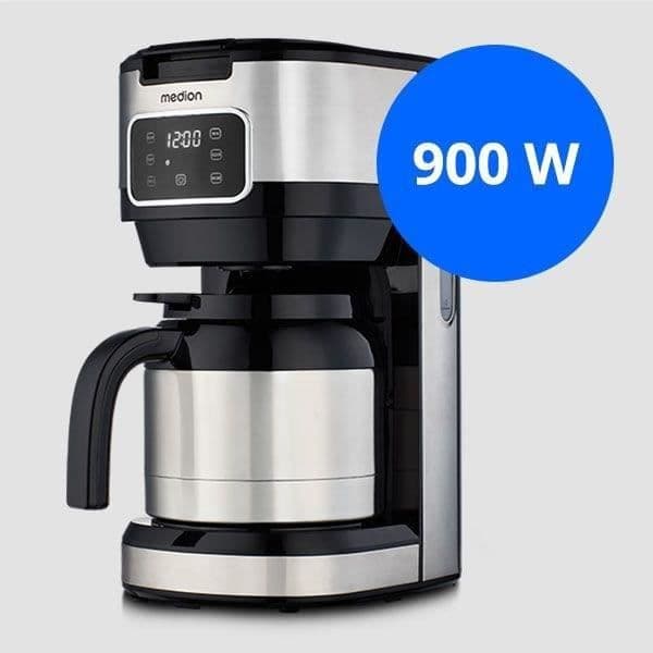 Digitalt isolerat filter kaffebryggare - MEDION - 900W - 1,2L - Silver