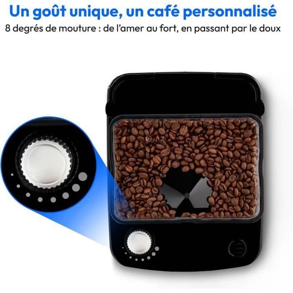Digitalt isolerat filterkaffebryggare med kvarn - MEDION - 1000W - 1,0L - Silver
