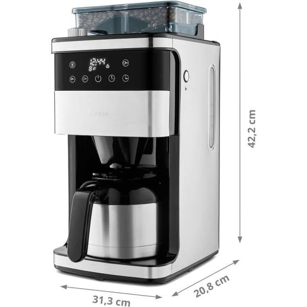 Digitalt isolerat filterkaffebryggare med kvarn - MEDION - 1000W - 1,0L - Silver