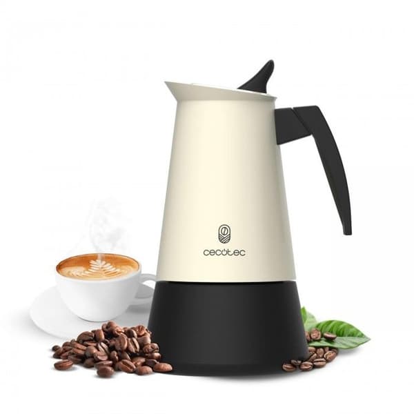 Cafetière italienne - Piccolina - 900 - Rostfritt stål - 10 koppar - Beige