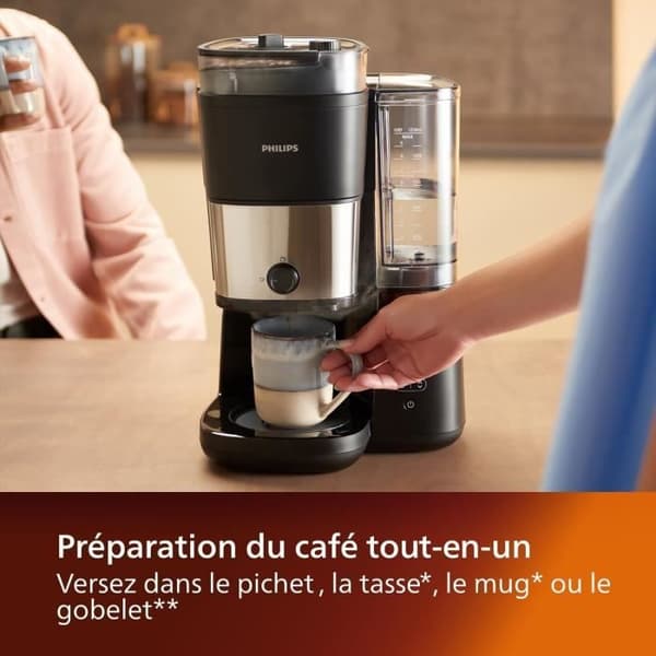 Filterkaffebryggare - PHILIPS - Allt-i-ett - Kvarn i konisk design - 1,25 L - Intelligent dosering