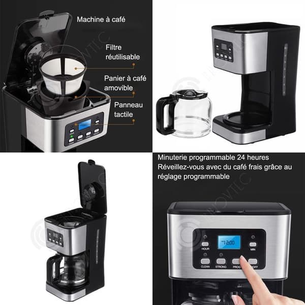 INN Kaffemaskin 1,5L 28x25x17cm elektrisk kaffebryggare 24 timmars tid håll värmen droppläge Levereras med ett uppkok