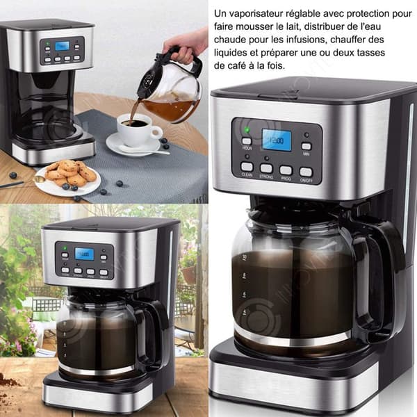 INN Kaffemaskin 1,5L 28x25x17cm elektrisk kaffebryggare 24 timmars tid håll värmen droppläge Levereras med ett uppkok