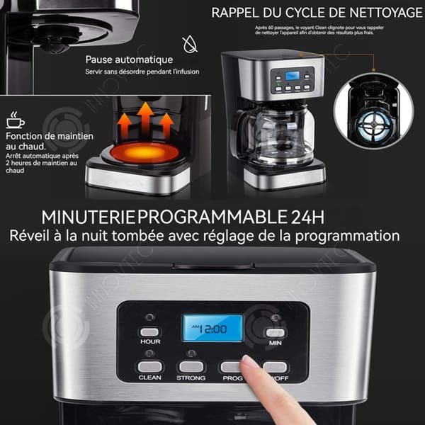 INN Kaffemaskin 1,5L 28x25x17cm elektrisk kaffebryggare 24 timmars tid håll värmen droppläge Levereras med ett uppkok