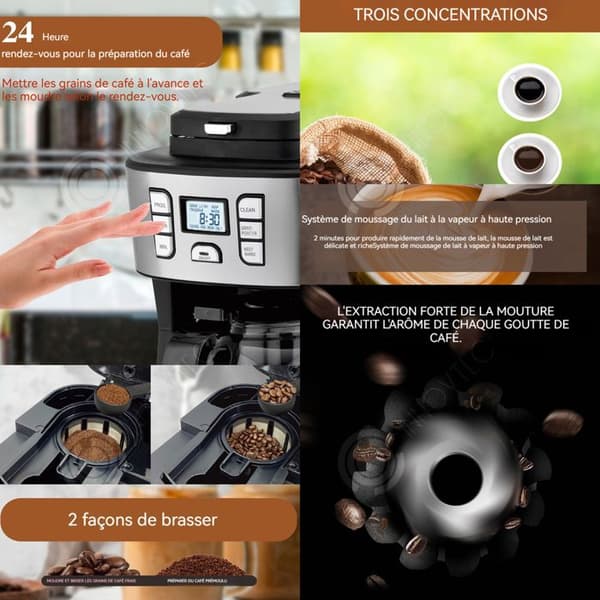 INN 1,8L kaffemaskin med malningsfunktion och digital display Flera lägen för bönor Kaffemalet kaffe med kaffebryggare