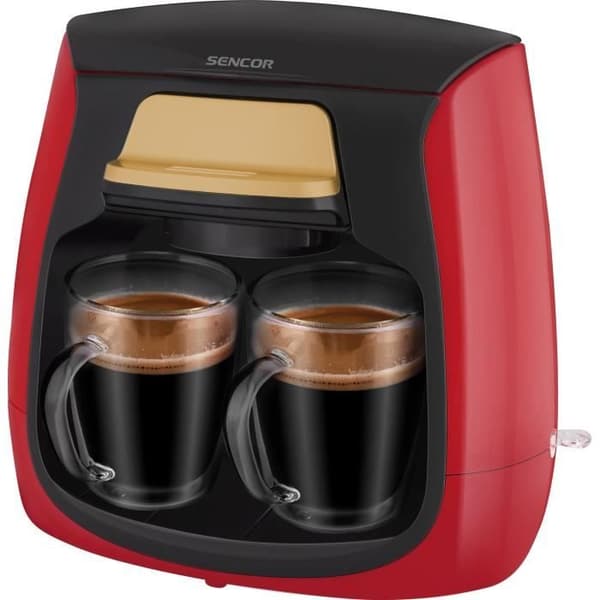 Kaffemaskin - SENCOR - SCE 2101RD - 0,3 L - 500 W - 2 koppar ingår - Röd
