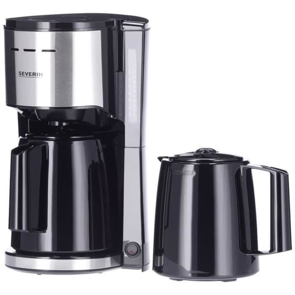 Severin KA 9308 Kaffebryggare rostfritt stål (borstad), svart Antal koppar=8 värmeavvisande kanna