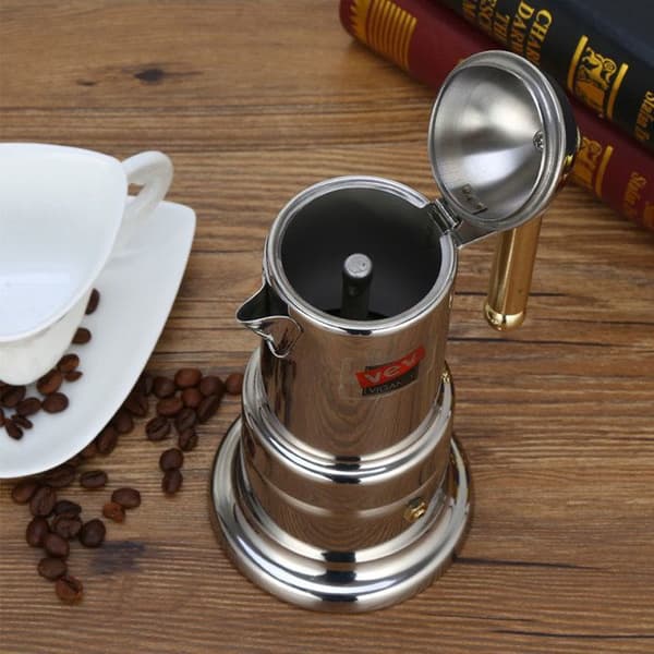 Cafékanna i rostfritt stål TD® 200ml Triple tryck med fin filtrering Lätt att rengöra U-formad näsa Robust halkfri