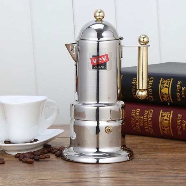 Cafékanna i rostfritt stål TD® 200ml Triple tryck med fin filtrering Lätt att rengöra U-formad näsa Robust halkfri