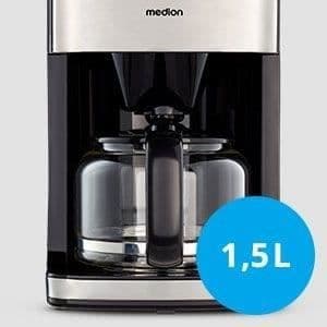 Digital Filter Kaffemaskin med Kvarn - MEDION - 1000W - 1,5L - Silver