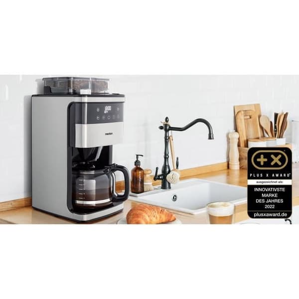 Digital Filter Kaffemaskin med Kvarn - MEDION - 1000W - 1,5L - Silver