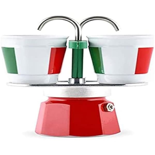 Kaffeberedningssats - BIALETTI - MINI ITALIA - 2 koppar - Tvåfärgad - Idealisk för te och kaffe