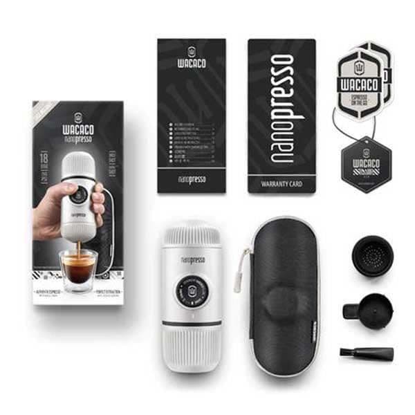 Wacaco Nanopresso Mini espresso-maskin portabel med skyddande fodral, förbättrad version av den lilla resekaffemaskinen, p