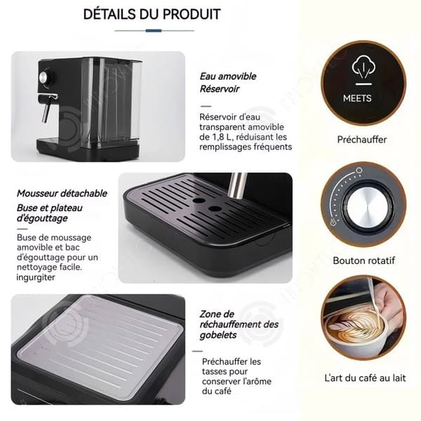 INN Elektrisk kaffemaskin 850w med vattentank på 1.8L kaffemaskin med kvarn droppkaffemaskin