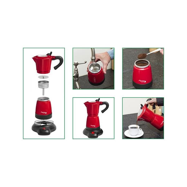Italiensk espressobryggare - Bestron - 6 koppar - 480W - Röd