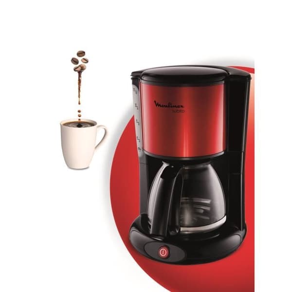 MOULINEX Subito Filter kaffebryggare Röd, 1,25L, 10-15 koppar, Vridbar filterhållare FG360D11