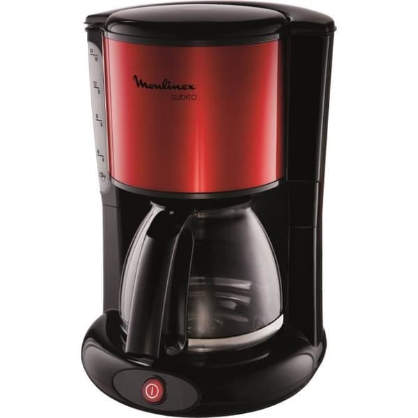 MOULINEX Subito Filter kaffebryggare Röd, 1,25L, 10-15 koppar, Vridbar filterhållare FG360D11