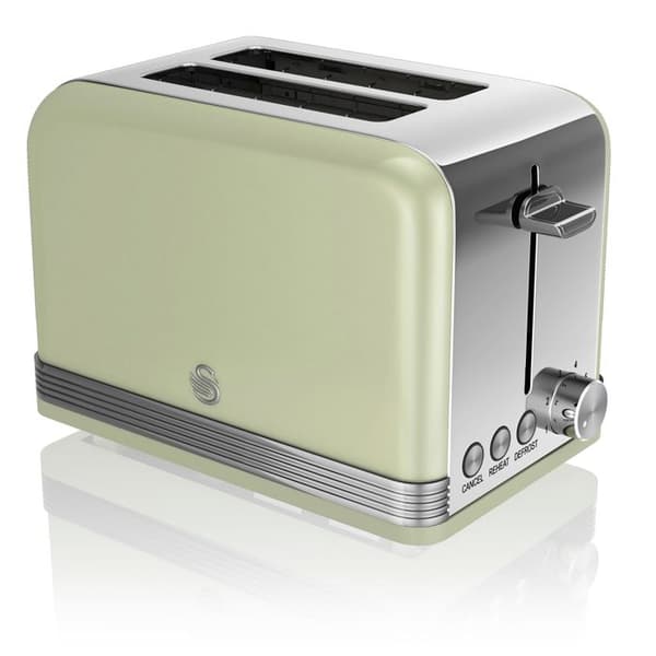 Retro Set Petit-Déjeuner Vattenkokare 1,8L Trådlös, Brödrost för 2 Stora Skivor SWAN STP7050GNEU 850W Grön 57966