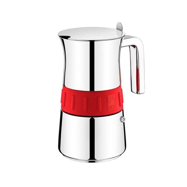 Italiensk kaffebryggare - BRA A170566 - 4 koppar - Rött silver - Rostfritt stål