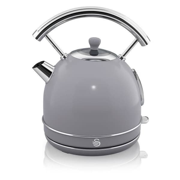Retro frukostset - SWAN - Brödrost med 2 skivor och 1,8 L sladdlös vattenkokare - Grå