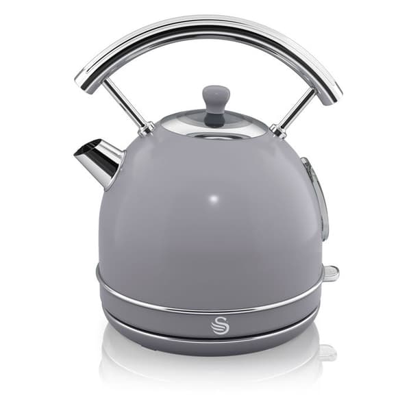 Retro frukostset - SWAN - Brödrost med 2 skivor och 1,8 L sladdlös vattenkokare - Grå