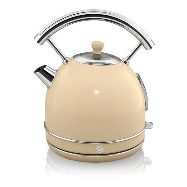 Retro Set Petit-Déjeuner Vattenkokare 1,8L Trådlös, Brödrost 2 Stora Skivor SWAN STP7050CNEU 850W Grädde 57942