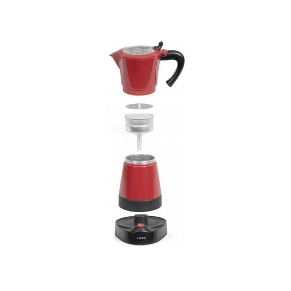 Elektrisk italiensk kaffebryggare - Ej specificerad - 6 koppar - Röd - 18,3 cm - Avtagbar tank