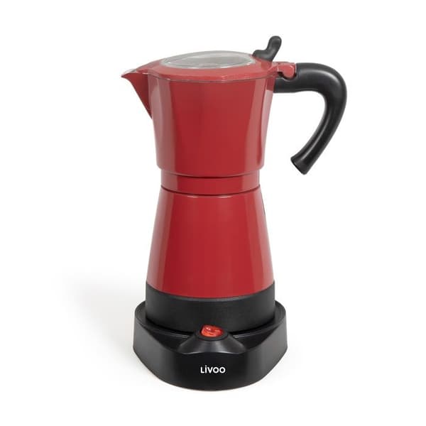 Elektrisk italiensk kaffebryggare - Ej specificerad - 6 koppar - Röd - 18,3 cm - Avtagbar tank
